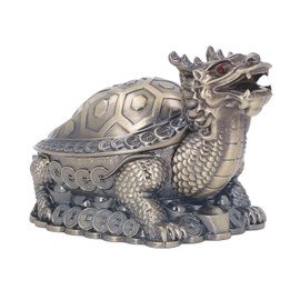 Pssopp Decorative Cool Ashtray, Windproof Lid Tortoise Dragon Ashtray Hand Carved Fancy Family Office Outdoor