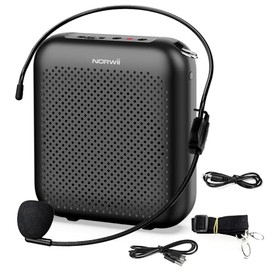 Norwii Amplificador de voz Bluetooth, amplificadores de potencia, micrófono con cable mini portátil para profesor en aulas y conferencias al aire libre, enseñanza, guías turísticas, recargable por