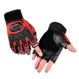 Faxianther Men's Breathable Mesh Cycling Gloves Non-Slip Leather Riding Driving Gloves Mountain Bike Motorcycle Half Finger Gloves Skating Skateboard Exercise Fitness Fingerless Gloves