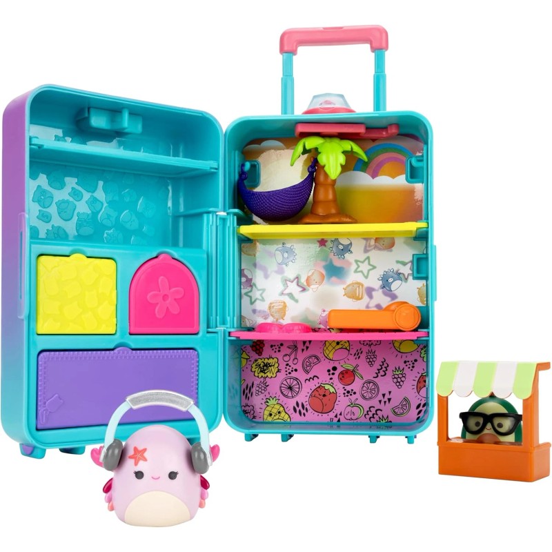 Squish-a-longs On-The-Go Luggage Playset (2) 1” Mini-Squish & 3 Accessories