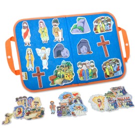 CHEFAN 4 Pack Felt Board Bible Stories Set, Flannel Board Stories, Nativity Flannel Graph Bible Toy for Kids, Include Jesus Resurrection, Ascension and Pentecost, Paul's Conversion, Prophet Isaiah