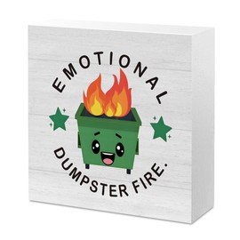 Funny Office Desk Decor Inspirational Office Gifts for Women Men Coworkers Boss Friends Employee Appreciation Gift Emotional Dumpster Fire Sign Desk Accessories 5x5 Inch