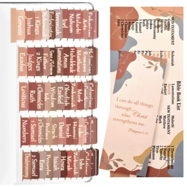 Gold Foil Earthy Brown Bible Tabs for Women/Men/Kids, 100 Laminated Catholic Bible Tabs, Old and New Testament, Index Tabs for Study Bible, Christian Gift