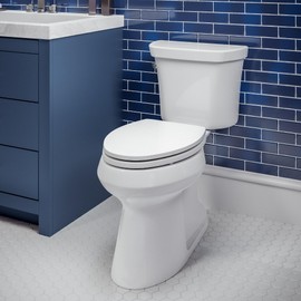 Mayfair Ashton Easy to Clean Single Hinge Toilet Seat, Modern Slow Close Wood Toilet Seat, Made in USA, Elongated, White