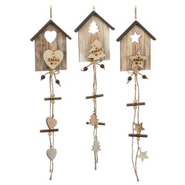 com-four® Christmas Decoration Made Of Wood, Christmas Tree Decoration, Wooden Pendant, Wooden Decoration With Different Motifs