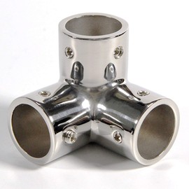NRC&XRC Marine Grade 316 Stainless Steel Mirror Polished Hand Rail Fitting-90 Degree 7/8inch 3 Way Corner Elbow,7/8 inch Pipe Hand Rail Tee