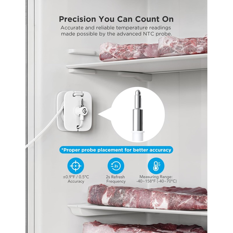 GoveeLife WiFi Refrigerator Thermometer with Alarm, Wireless Digital Freezer Temperature