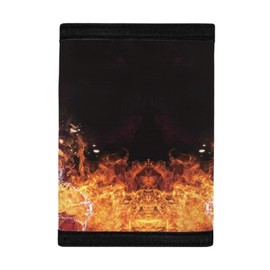 GIFTPUZZ Fire Baseball Print Trifold Wallet for Kids Novelty Wallet for Childrens Money Pouch for Kids Coin Purse Card Holder ID Window Holder Birthday Gifts