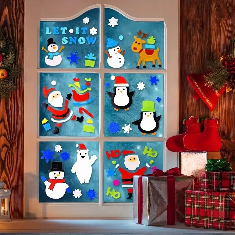 Pegatinas De Gel Navideñas Para Decoracion De Ventanas 3 Pzs
