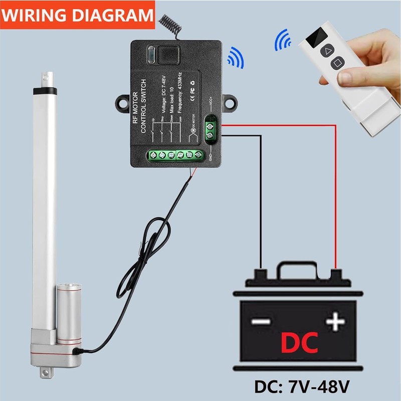 Forward Reverse Remote Control Switch,DC7V-48V 10A Switch,Linear Actuator 12V Remote