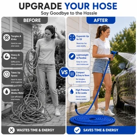 25ft Expandable Garden Hose Pipe with Adjustable Nozzle for Car Wash and Gardening