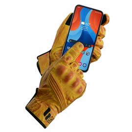 GHC SPORTSWEAR Leather Motorbike Gloves Hard for Men and Women, Full Finger Touchscreen/Breathable Motorbike Gloves for Motocross Racing BMX MTB Cycling,Climbing, Motocross etc-LARGE-BROWN