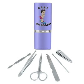 Baby On Skate Board Funny Humor Stainless Steel Manicure Pedicure Grooming Beauty Care Travel Kit
