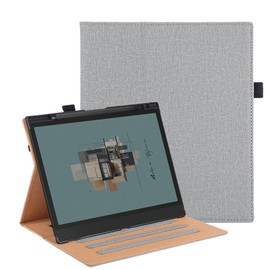 Vakarey Boox Note Air 4C Case with Pen Holder, Protective Case for Smart Folio Made of PU Leather for Boox Note Air 3C B/W Case with Hand Strap, Grey