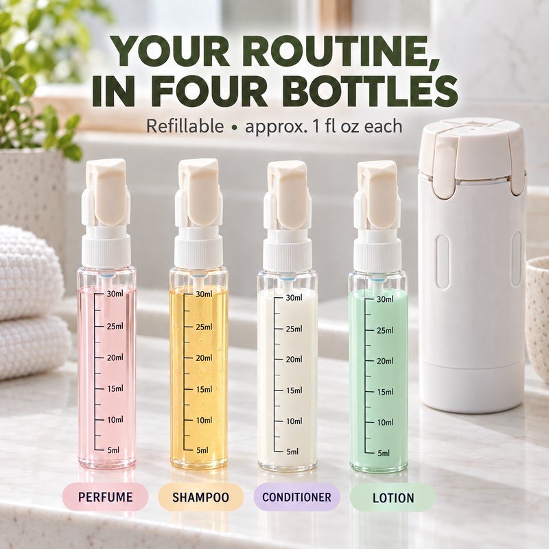 4 in 1 Travel Liquid Dispenser Refillable 1 fl oz