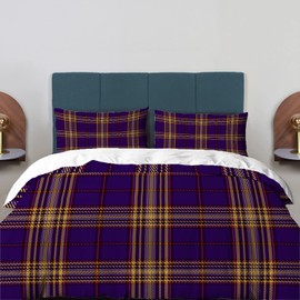 BaoNews Scottish Tartan Duvet Cover Set Queen Size,3 Pieces Plaid Purple Red Checks Flannel Bedding Set Hotel Quality 100% Cotton Comforter Cover Set with 2 Pillowcases(No Filler)