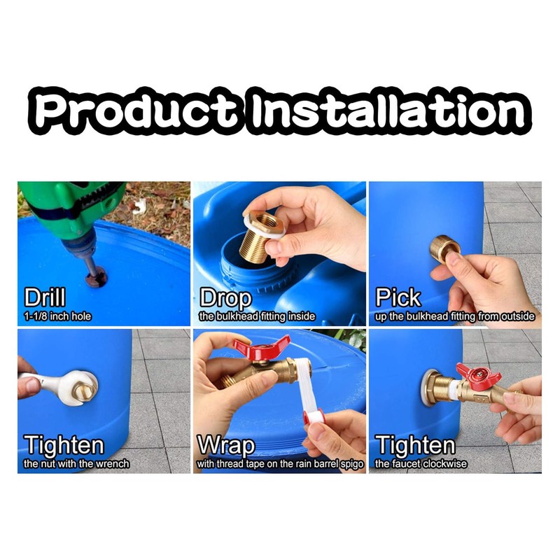 Brass Ball Valve Quarter Turn Water Tank Spigot Rain Barrel