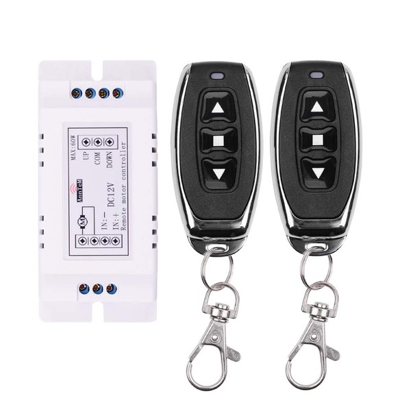 Motor Wireless Remote Switch 12V Universal 2 Channel RF Remote Control, 433Mhz Remote Receiver Switch 9V - 12V DC Motor Controller 2 Transmitter with 1 Receiver
