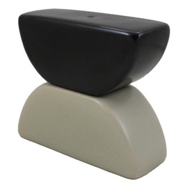 Ebros Gift Frank Lloyd Wright Architecture Organic Geometry Ceramic Salt and Pepper Shaker Set, Black and White, Stackable Stones, Robie House