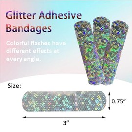 Bandajes adhesivos Glitter para niños y adolescentes - Bandajes de cuidado de heridas de primeros auxilios para niños y niñas, paquete individual estéril, 100 piezas