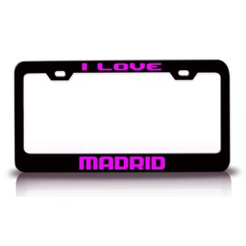 Custom Brother - I Love Madrid City Cities Metal Car SUV Truck License Plate Frame Bl f82