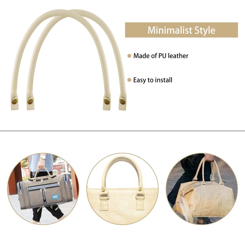 alwaiiz Pack of 2 Press Stud Bag Handles, Leather, Replacement
