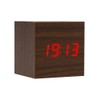 ThreeH Digital Alarm Clock,Wood LED Light Mini Cube Desk Alarm