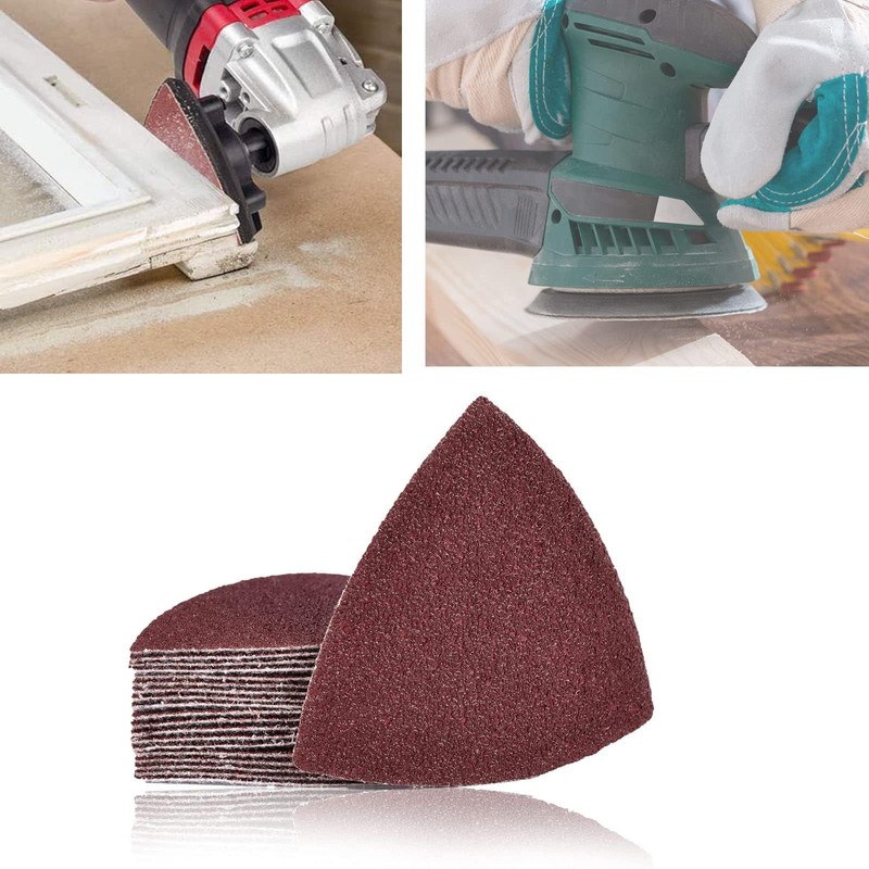 TOP-VIGOR 15Pcs 80 Grit Detail Sander Sandpaper Triangular Sanding Hook