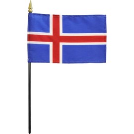 Iceland - 4 in x 6 in World Stick Flag