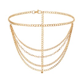 KMYZQDV Gold Waist Chain Plus Size Fashion Body Chain Belt for Women Curvy Chains Belts Accessory Adjustable Metal Chain Belts for Wome Outfit Punk Style Dress Belt 43.3 Inch