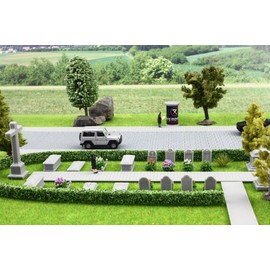 Overdrive-Racing Scale N 1:160 Cemetery Gravestones 19 Pieces Graves Crypt Crosses Church