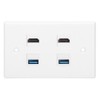 2 HDMI Female to Female Buckle 2USB Buckle Wall Plate