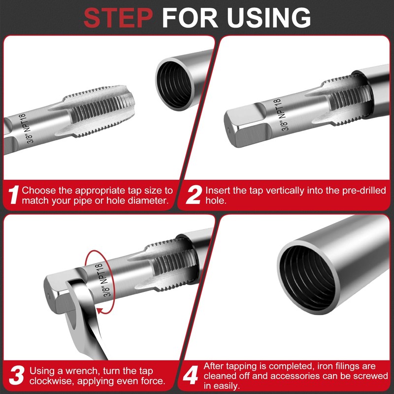 6 PCs Pipe Tap Set - Precision Carbon Steel NPT