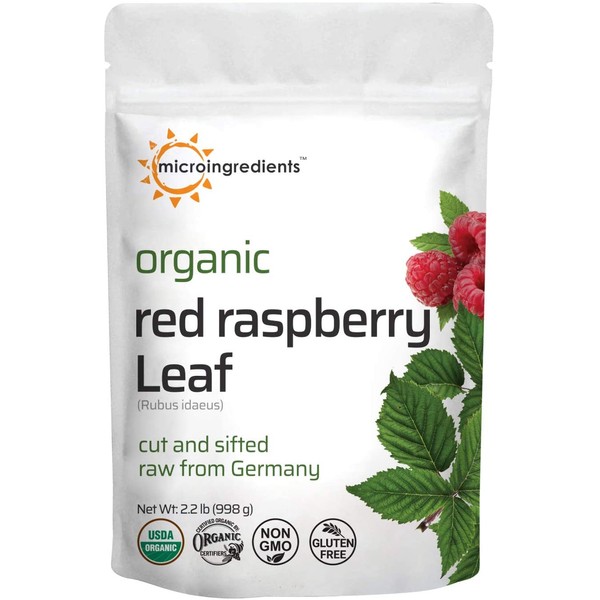 Organic Red Raspberry Leaf Tea, Dried Cut and Sifted, All Natural, Raw from Germany, Support Immune System, Non-GMO, No Gluten, 2.2 Pound