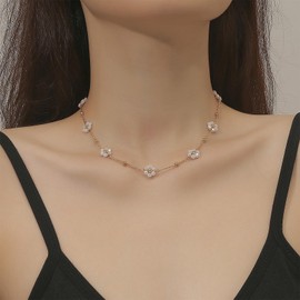 Pearl Necklaces for Women Pearl Choker Necklace for Women Gold Plated Pearl Necklace Dainty Pearl Choker Pendant Jewelry