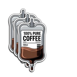 (3Pcs) 100 Percent Pure Coffee Stickers Funny Sarcastic Quote Humor Motivational Inspirational Gifts Waterproof Vinyl Decals for Kindle Water Bottle Bumper Car Hard Hat Phone Laptop 3x1.5