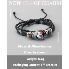 Ticome Kamado Tanjirou Anime Bracelet, Japanese Style Popular Cartoon Characters Hand Woven Leather Fashion Jewelry, Unisex, Cute Fans Cosplay Jewelry Gifts