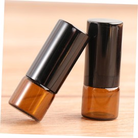 PACKOVE 1set Amber Roller Bottles with Stainless Steel Balls Refillable Perfume Containers for Essential Oils Aromatherapy Travel Leakproof Black Cover 12pcs