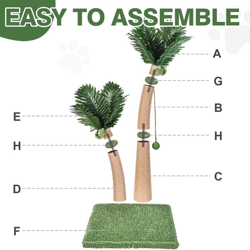 Palm Tree Cat Scratching Post, 36'' Cat Scratcher Post with