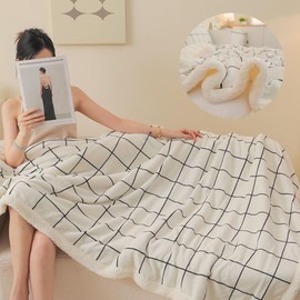 PAJEO Sherpa Fleece Throw Blanket for Couch - Thick and Warm Bed Blanket Dual Sided,Soft Fuzzy Plush Throw Blanket,Queen Size 80x90 Inches