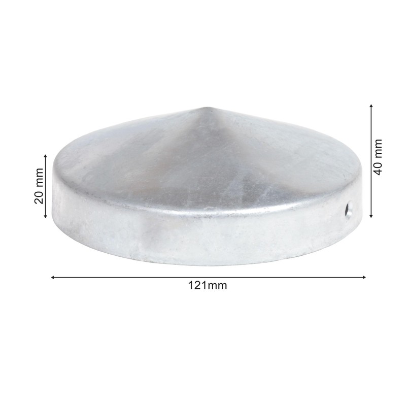 4 x Post Caps Round Steel Fire-Dip Galvanised 121 mm