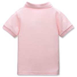 CUNYI Boys' Solid Color Cotton Pique Polo Uniform Shirts Short Sleeve, Light Pink, 110
