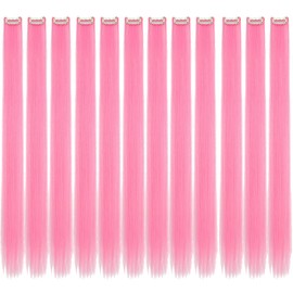 Colored hair extensions 24 Inch Synthetic straight Hair Extensions for Women Girls Kids Gift Single-Colors Party Clip in Synthetic Hairpiece