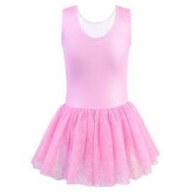 Nutyomi Dance Leotard for Girls Ballet Outfit Size 7-8 Tutu Dress Skirted Leotard Dance Outfits for Girls, Pink Unicorn, 140