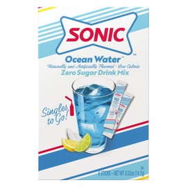 Sonic Ocean Water Singles To Go Drink Mix - 6 Boxes - 36 Sticks - Zero Sugar - Low Calorie - 36 Total Servings