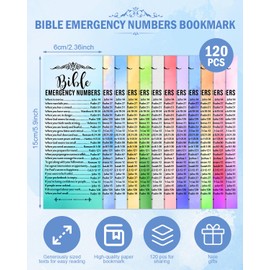 120 Pcs Bible Emergency Numbers Bookmark, Christian Bookmarks, Religious Bible Verse Bookmark, Christian Gifts for Church Supplies, Giveaways for Church Welcome Gifts Sunday (Watercolor)