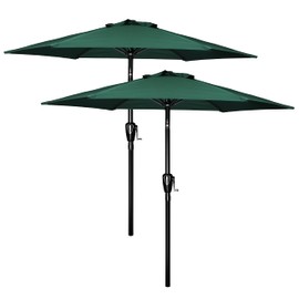 Simple Deluxe 2 Pack 9' Patio Outdoor Table Market Yard Umbrella with Push Button Tilt/Crank, 8 Sturdy Ribs for Garden, Deck, Backyard, Pool, Green 2Pack