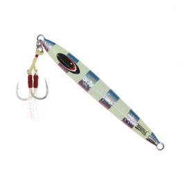 Temorah Vertical Streaker Jigs (Length: 7-1/10"（180mm） | Weight: 8-4/5oz（250g）, Blue - Pink/Glow Stripe)