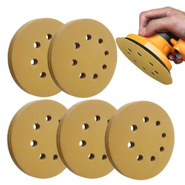 QYQRQF 5 Inch Sanding Discs Hook and Loop, 320 Grits 8 Holes Sandpaper Round Orbital Sander Paper for Woodworking Car Boat Metal Polishing, 50pcs