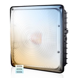 Goldinfu Goldinfu LED Canopy Light 70W 3CCT 3000/4000/5000K, 30/45/60/70W Selectable, IP65 Waterproof, LED Canopy Lights Outdoor, Dim 100-277VAC, Square Canopy Gas Station Light for Garage Carport, ETL Listed